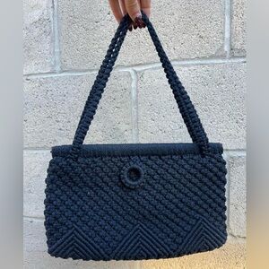 Vintage Navy Woven Handbag